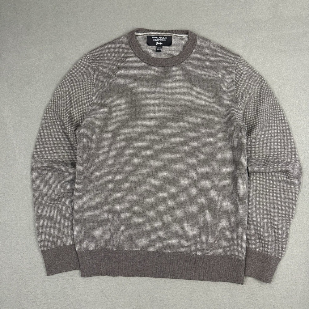 Banana Republic Mens Grey Italian Merino Wool Baruffa Crewneck Sweater Size M